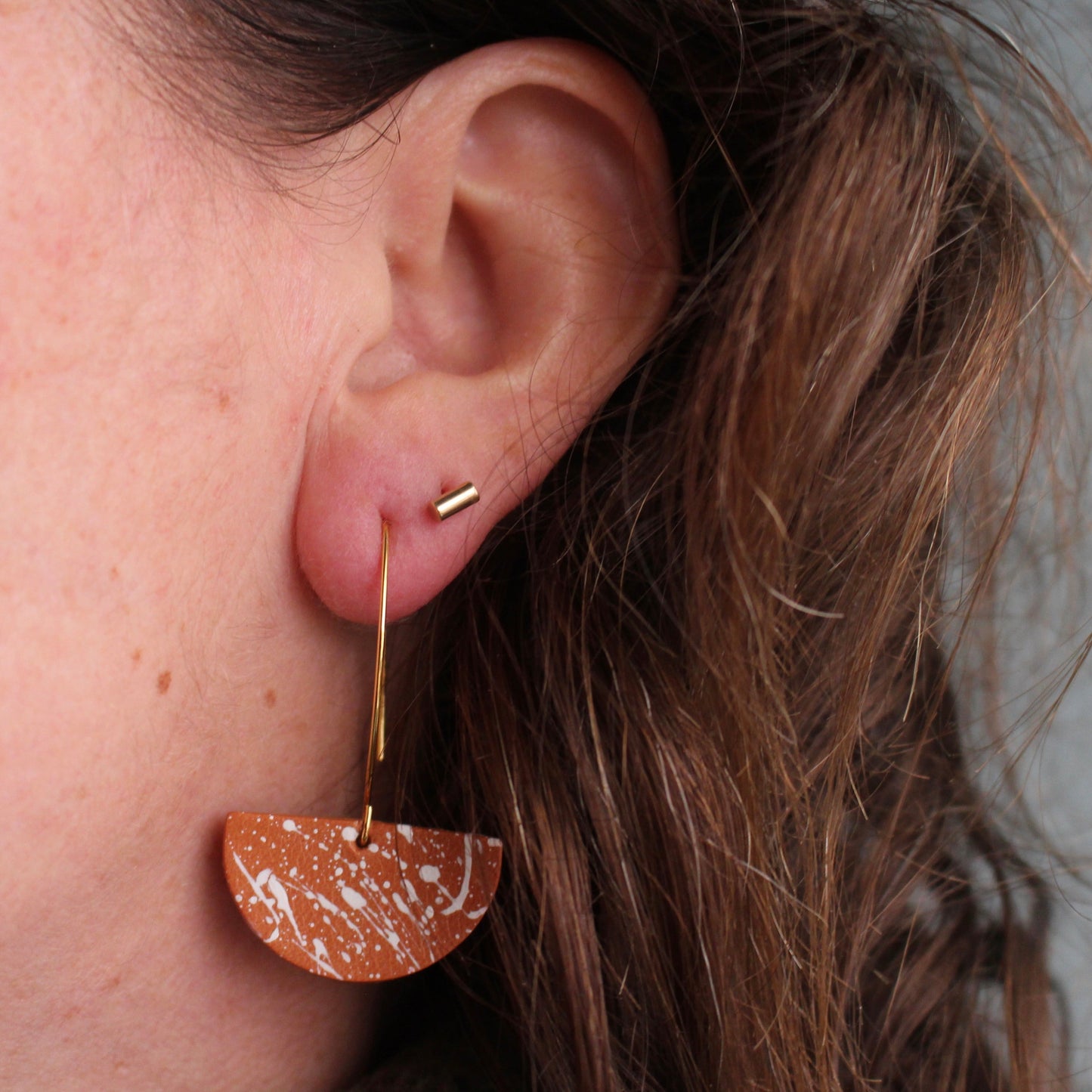 Hand Painted Half Moon Earrings - Perfect Pinks