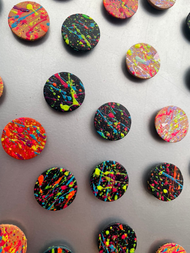 Set of Four Hand Painted Leather Magnets