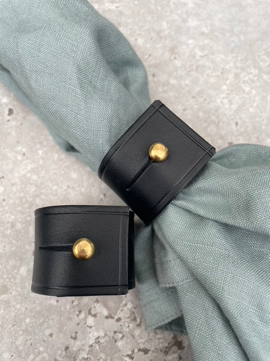 Napkin Rings - Black Leather