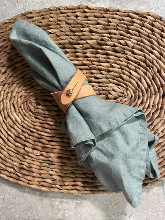 Handmade Leather Double Wrap Napkin Rings - Variety of Colours