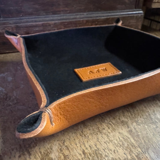 Personalised Leather & Suede Tray Tidy