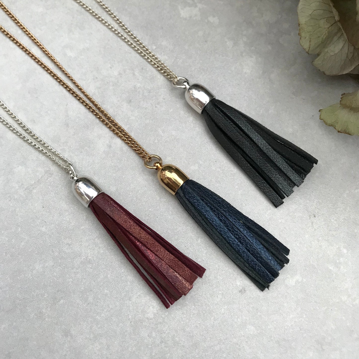 Tassel Necklace - Rust leather