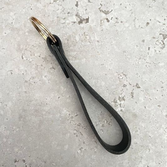 Loxley Loop Keyring - Black Leather