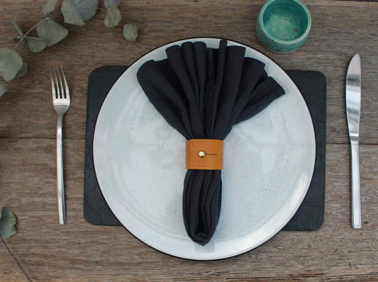 Napkin Rings - Mustard Yellow leather