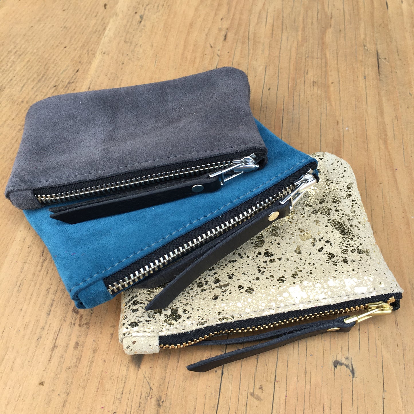 Foxcombe Coin Purse - Pink Metallic Fleck Suede