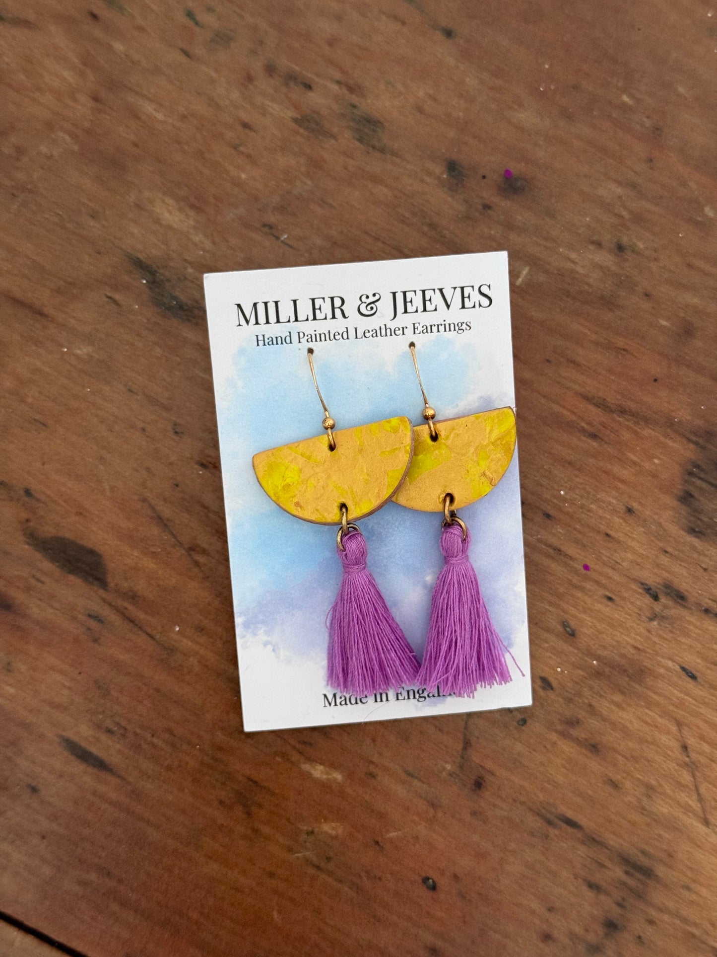 Sale - Tassel Earrings - neon yellow&gold/lilac