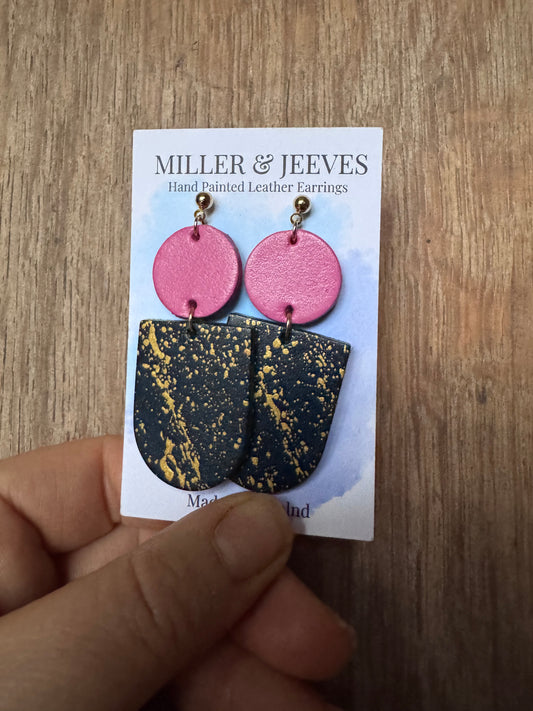 Sale - Earrings - pink & petrol/gold