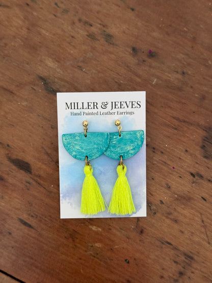 Sale - Tassel Earrings - turquoise/neon