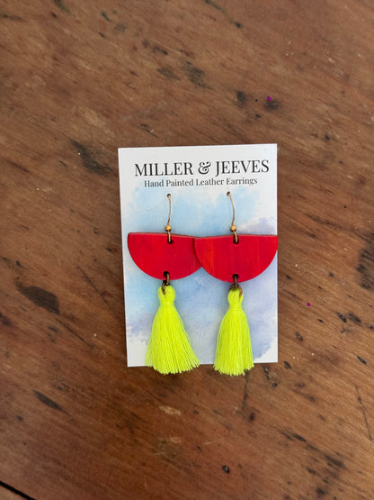 Sale - Tassel Earrings - Red/Neon