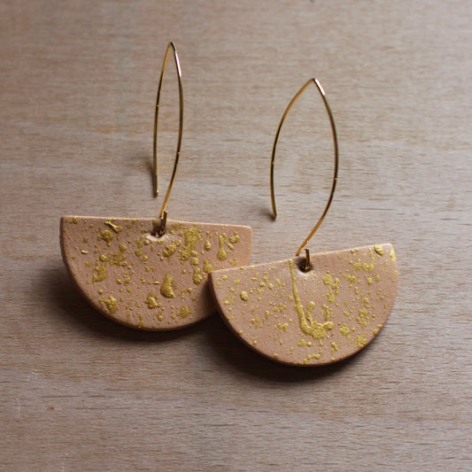 Colour Splash Half Moon Earrings  - natural & gold
