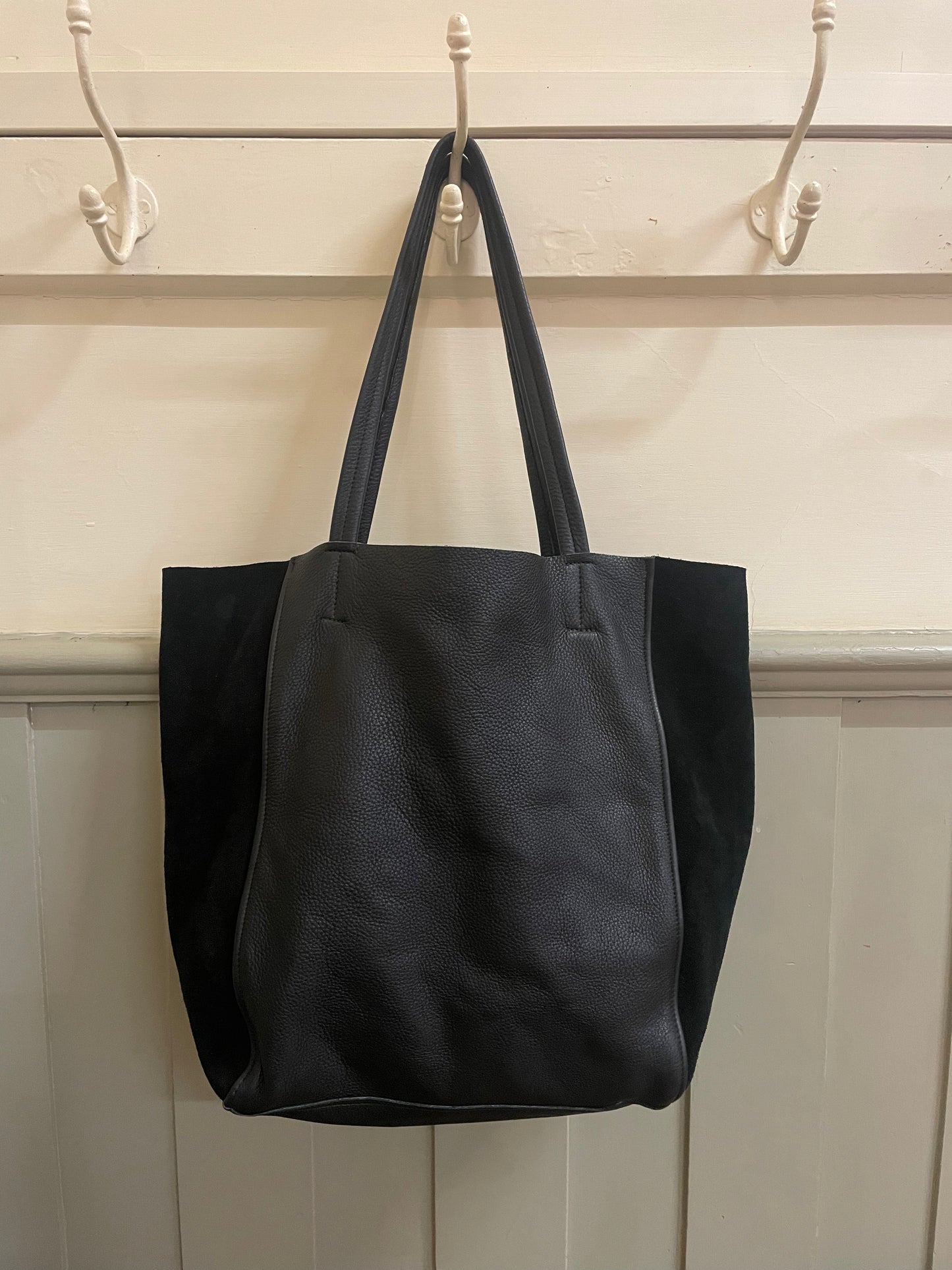 Magdalen Tote - Black Leather & Suede