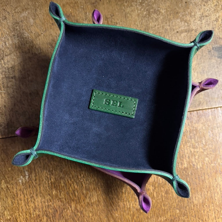 Personalised Leather & Suede Tray Tidy