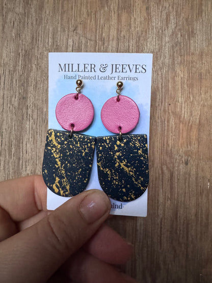 Sale - Earrings - pink & petrol/gold
