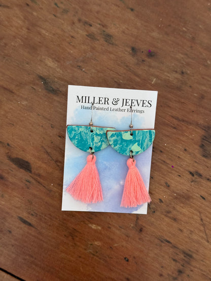 Sale - Tassel Earrings - Turquiose/peach