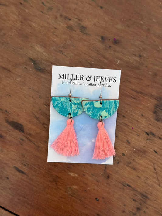 Sale - Tassel Earrings - Turquiose/peach