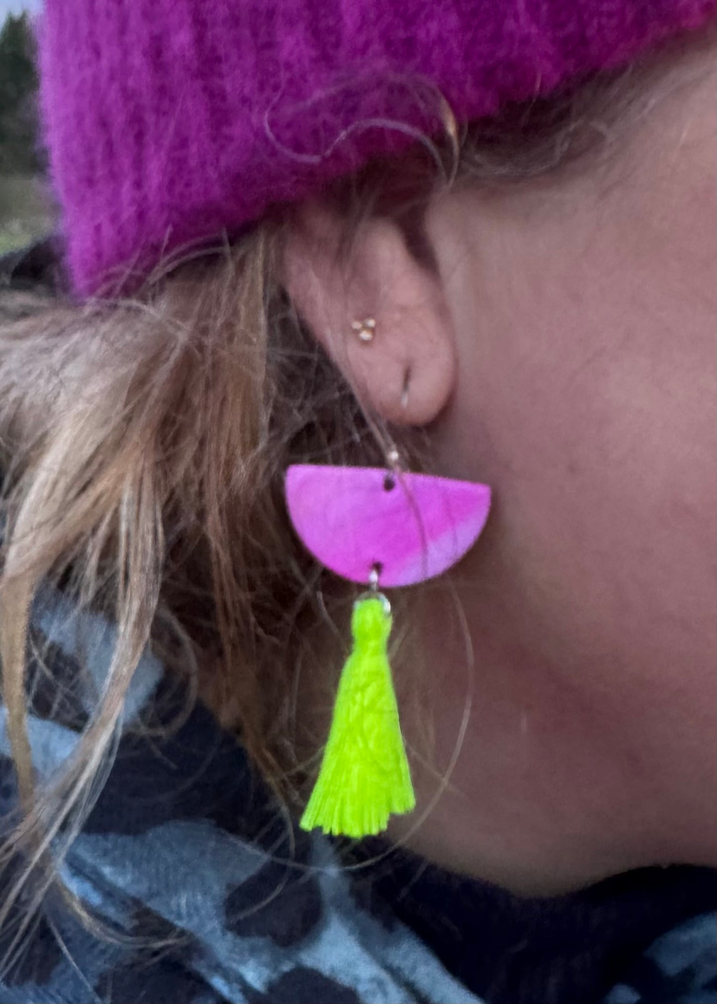 Sale - Tassel Earrings - turquoise/neon
