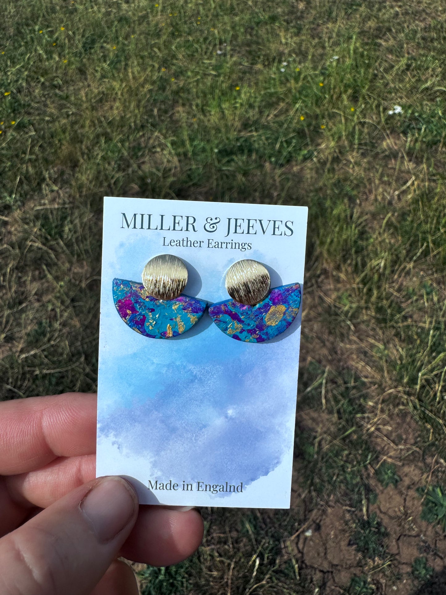 Hand Painted Luna Leather Earrings