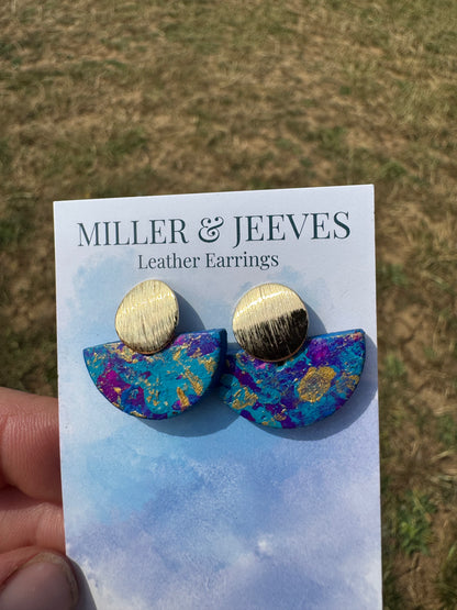 Hand Painted Luna Leather Earrings