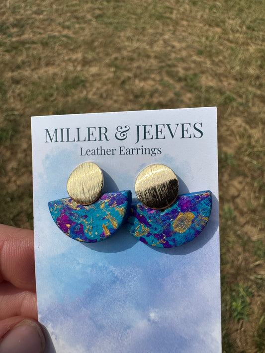 Hand Painted Luna Leather Earrings