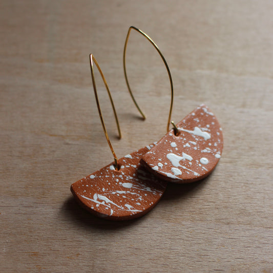 Colour Splash Half Moon Earrings  - natural & white