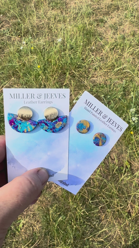 Hand Painted Luna Leather Earrings