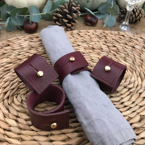 Napkin Rings - Burgundy Tumble leather