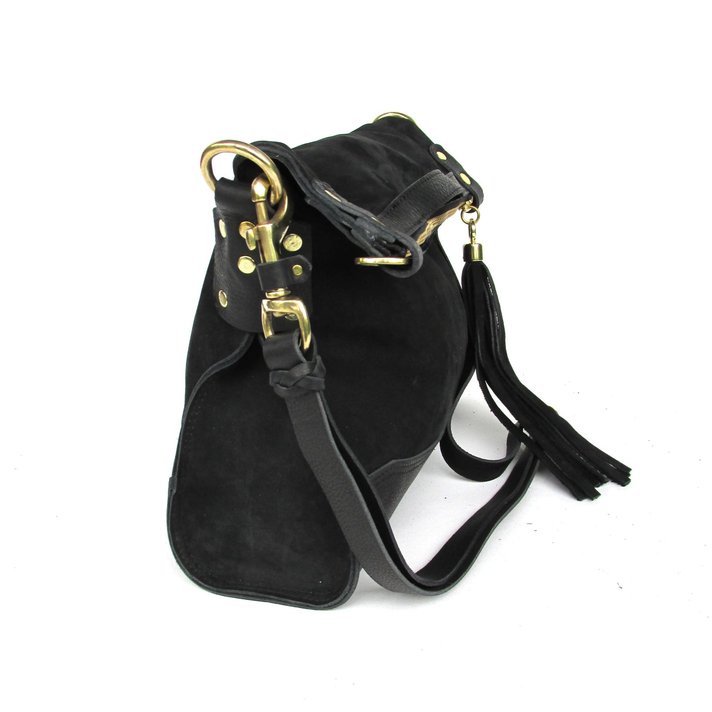 Delilah  Crossbody  Bag - Black Suede/Leather