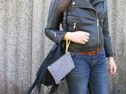 Moreton Suede Pouch - Dark Olive