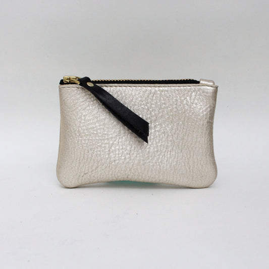 Foxcombe Coin Purse - Platinum Metallic Leather