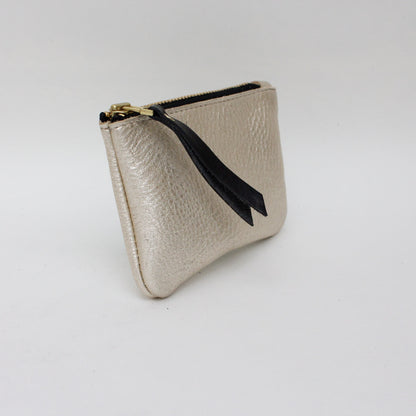 Foxcombe Coin Purse - Platinum Metallic Leather