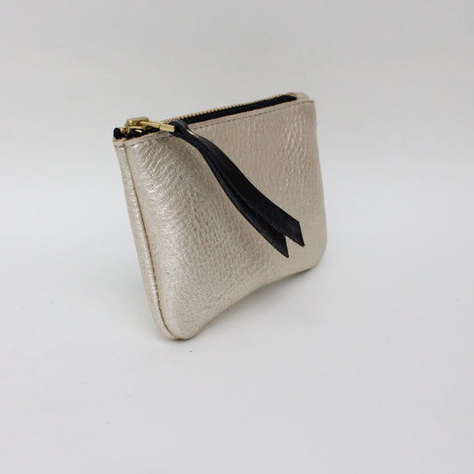 Foxcombe Coin Purse - Platinum Metallic Leather