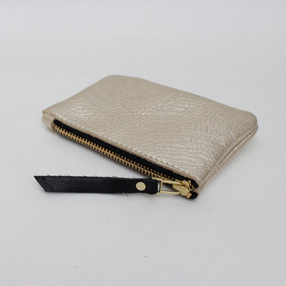 Foxcombe Coin Purse - Platinum Metallic Leather