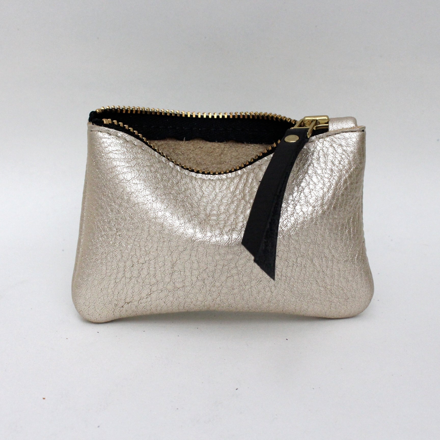 Foxcombe Handmade Leather Coin Purse, Metallic - Platinum Metallic Leather
