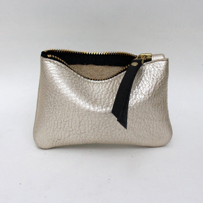 Foxcombe Coin Purse - Platinum Metallic Leather
