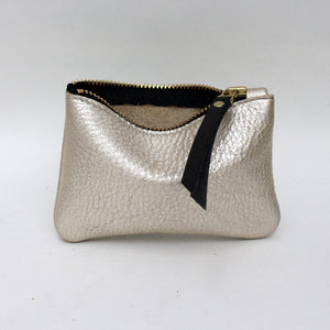 Foxcombe Handmade Leather Coin Purse, Metallic - Platinum Metallic Leather