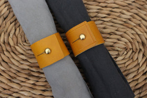 Napkin Rings - Mustard Yellow leather