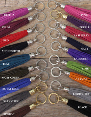 Personalised Swinbrook Tassel Keyring - Suede - Various Colours