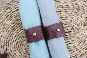 Napkin Rings - Burgundy Tumble leather
