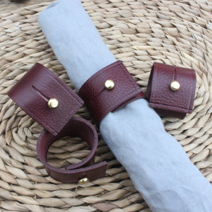 Napkin Rings - Burgundy Tumble leather