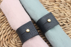 Napkin Rings - Navy Tumble leather