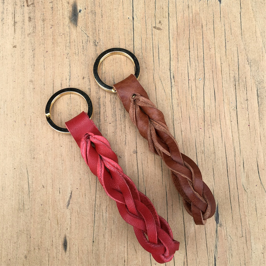 Tan Buscot Plaited Key Loop - Tan