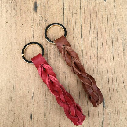 Tan Buscot Plaited Key Loop - Tan