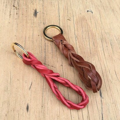 Tan Buscot Plaited Key Loop - Tan