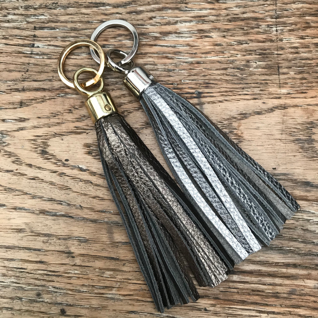 Swinbrook Tassel Keyring - Anthracite Leather