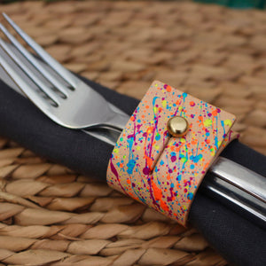 Napkin Rings - Hand Painted Natural Leather