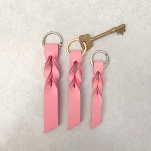 Handmade Twist Leather Keyring - Various Colours