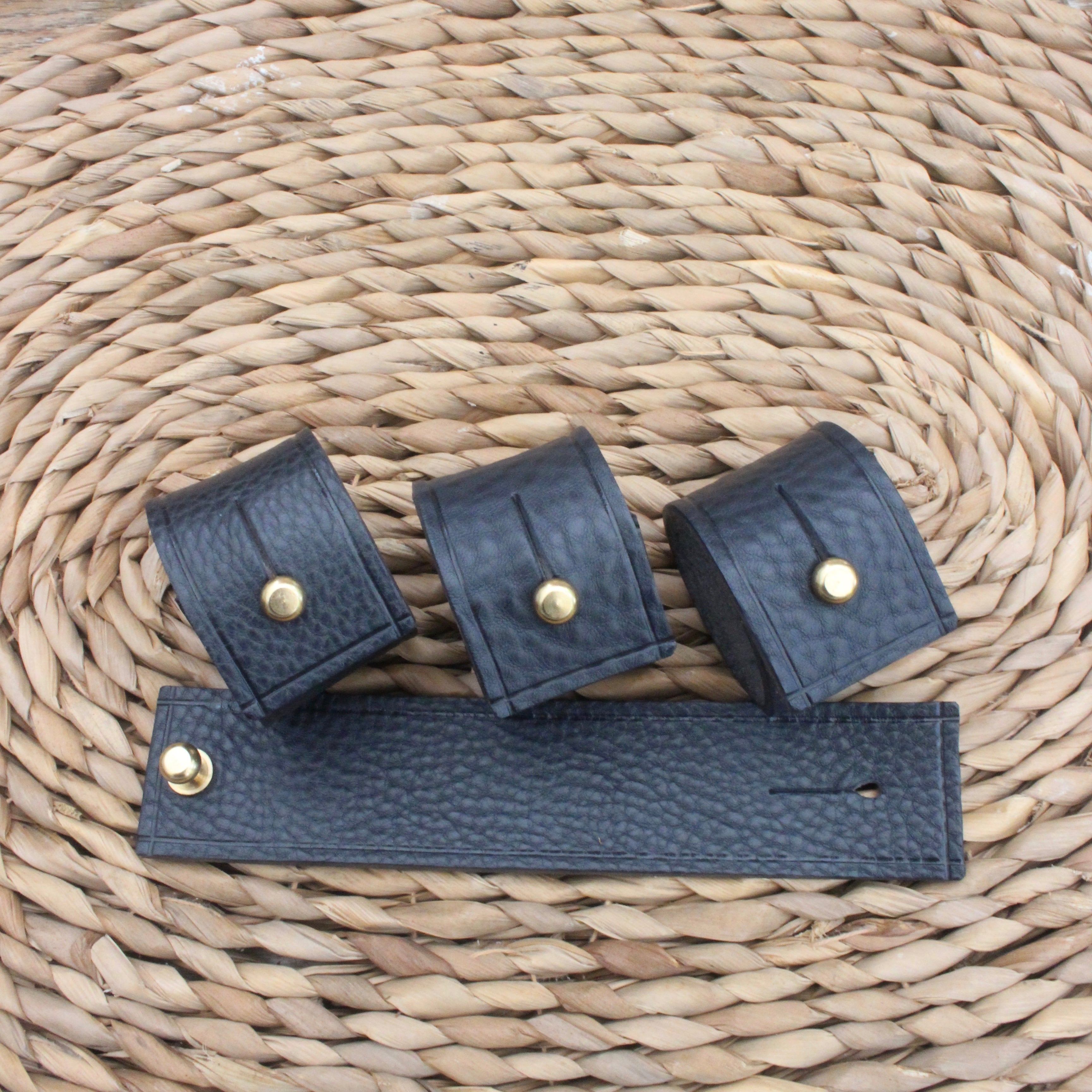 Napkin Rings - Navy Tumble leather