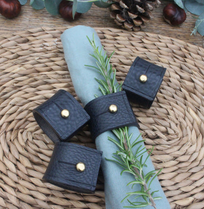 Napkin Rings - Navy Tumble leather