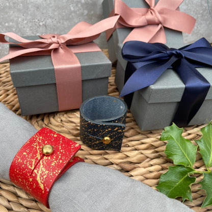 Napkin Rings - Hand Painted Gold Splatter Napkin Rings