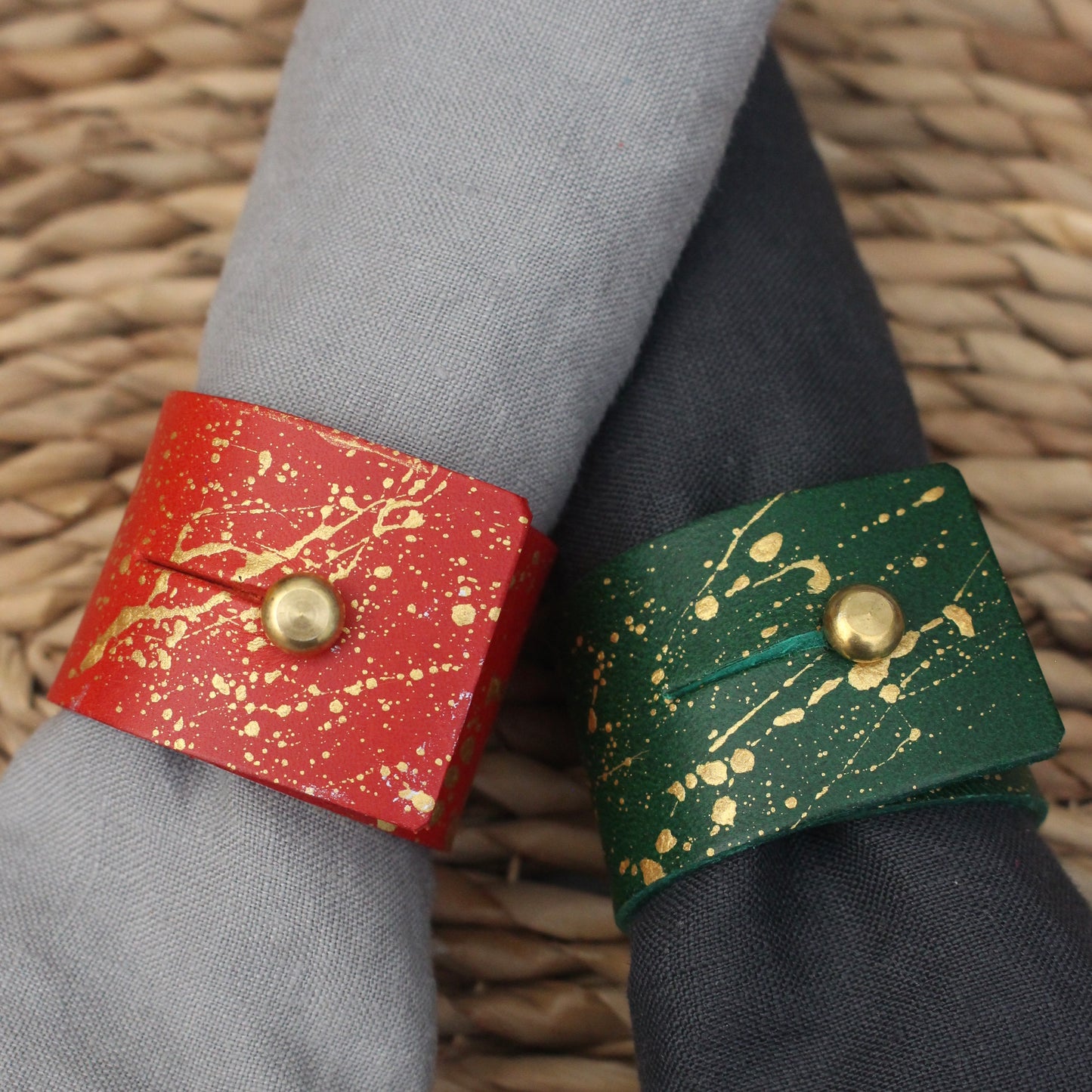 Napkin Rings - Hand Painted Gold Splatter Napkin Rings
